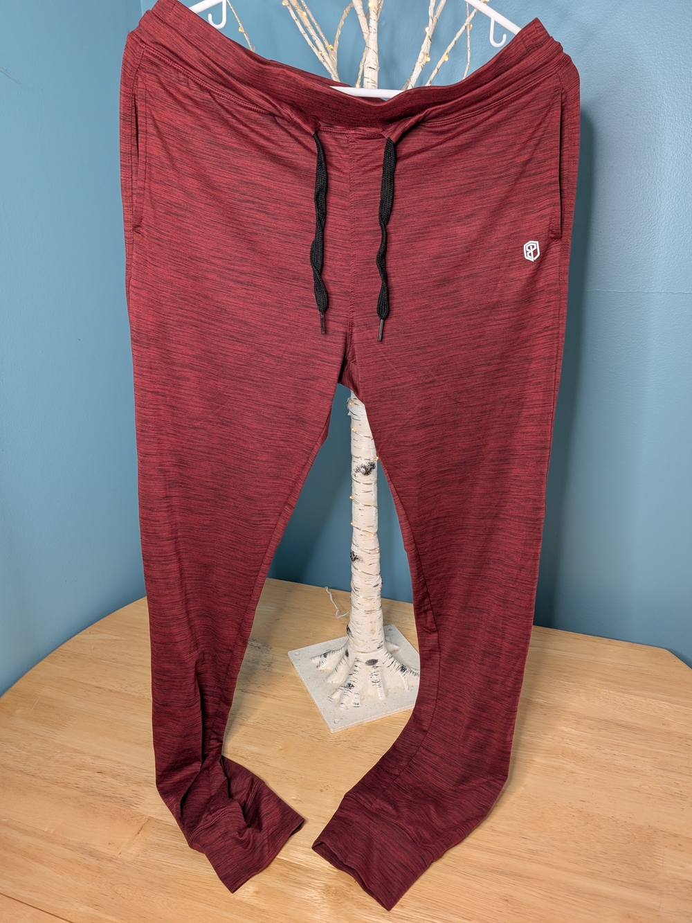 Born Primitive Maroon Heather Track Joggers with Black Drawstring